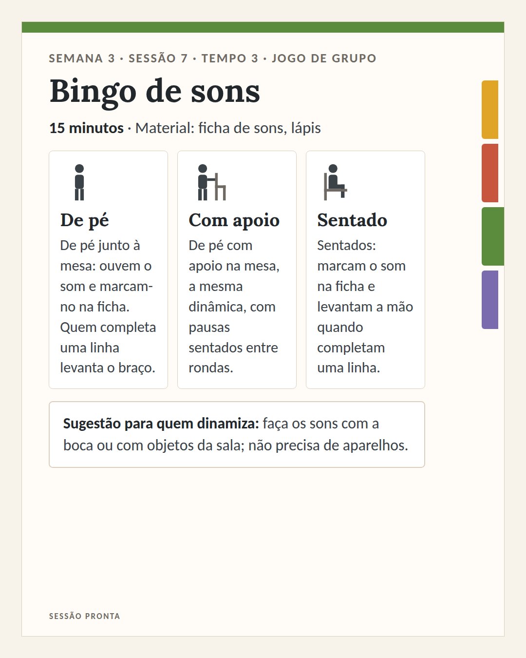 Exemplo de ficha de exercício da Sessão Pronta
